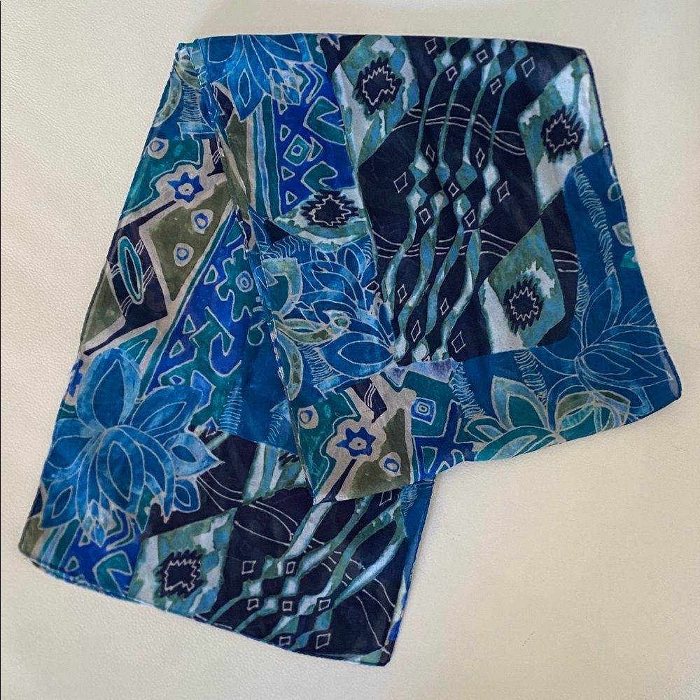 Vibrant Blue Patterned Scarf